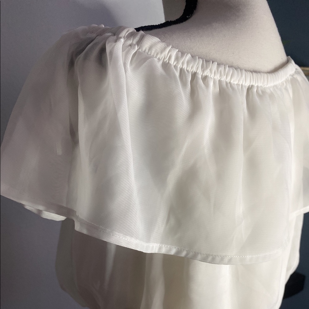 White Cropped Fringed Shirt - Picture 6 of 7